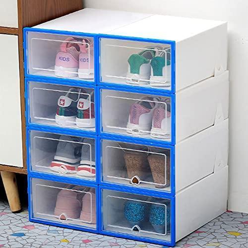 6PCS透明な靴箱靴主催者プラスチック製の肥厚折りたたみ式ダストプルーフ収納ボックススタッキング靴キャビネット 歩きやすい THKJ 疲れにくい 通勤通学_2