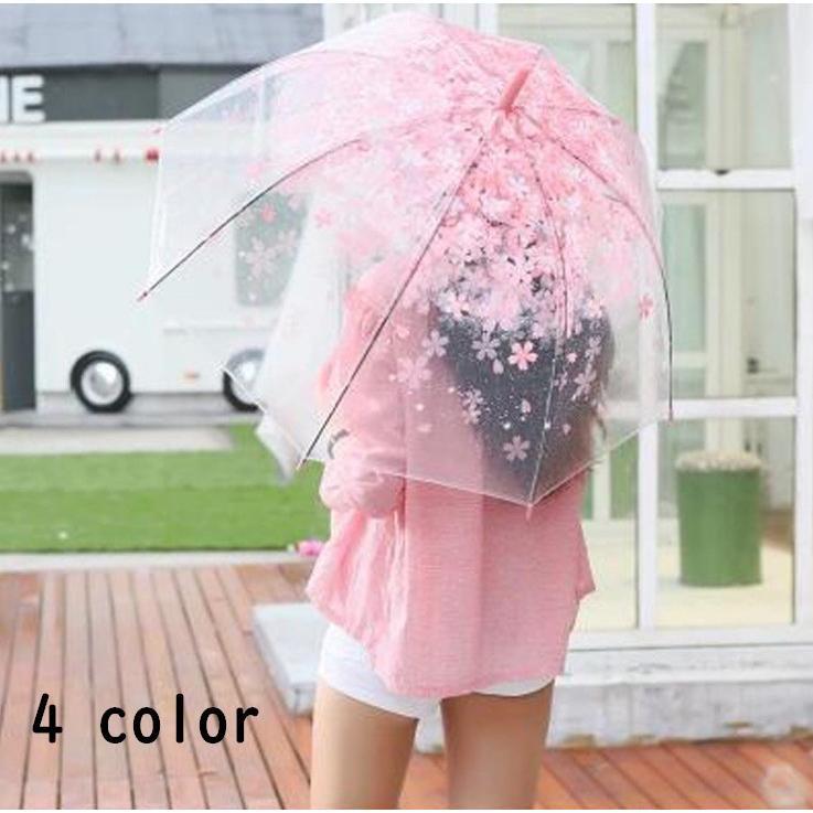 傘 ビニール傘 雨傘 レディース クリア 桜 花柄 フラワー 透明 THKJ