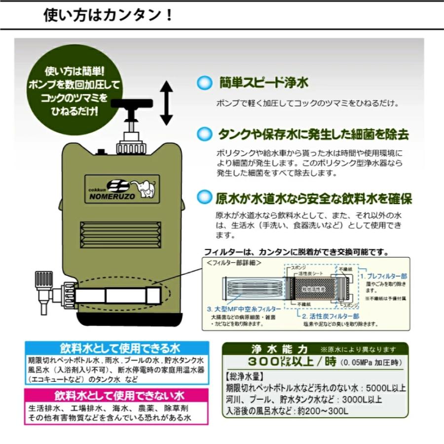 非常用 約17L ポリタンク型浄水器 コッくん飲めるゾウミニ オレンジ