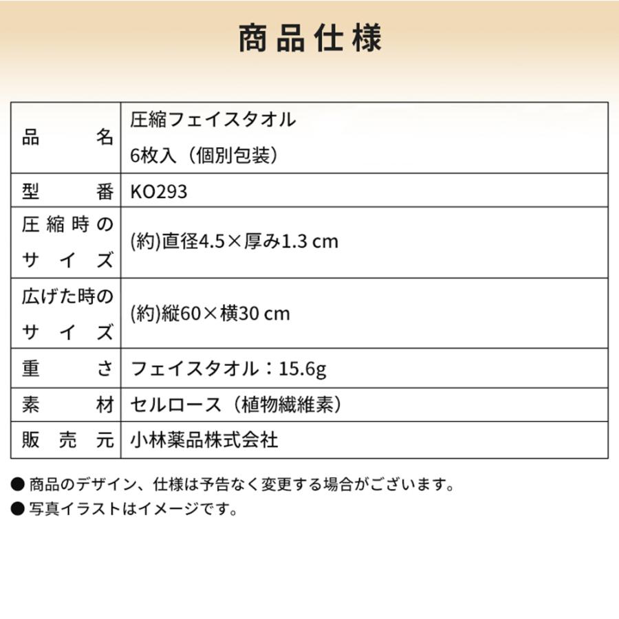 圧縮フェイスタオル 個包装 6枚入 KO293 メール便4個までOK｜safety-japan｜14