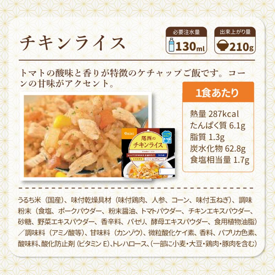 非常食 尾西食品 尾西のレンジ+(プラス)チキンライス 20食 ケース 5年保存