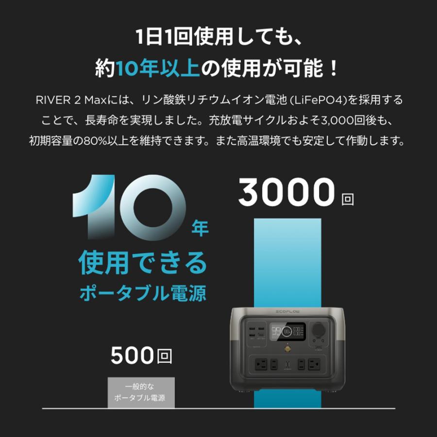 ECOFLOW ポータブル電源 EcoFlow RIVER2Max 512Wh ZMR610-B-JP : 防災