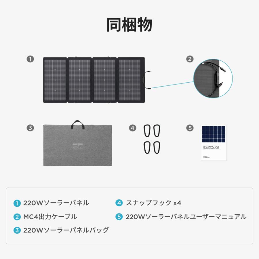 ECOFLOW ソーラーパネル 両面受光型 220W SOLAR220W-JP : 防災グッズ