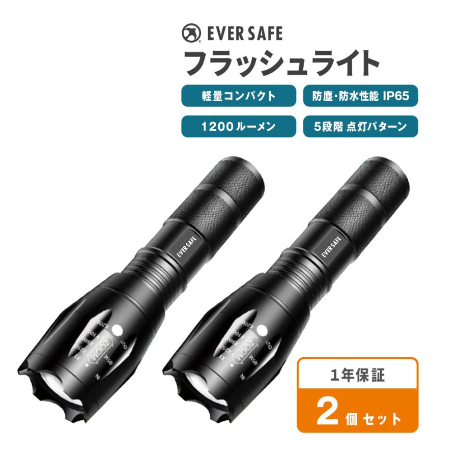懐中電灯 EVERSAFE フラッシュライト FL01 2個セット LED : 10002692 