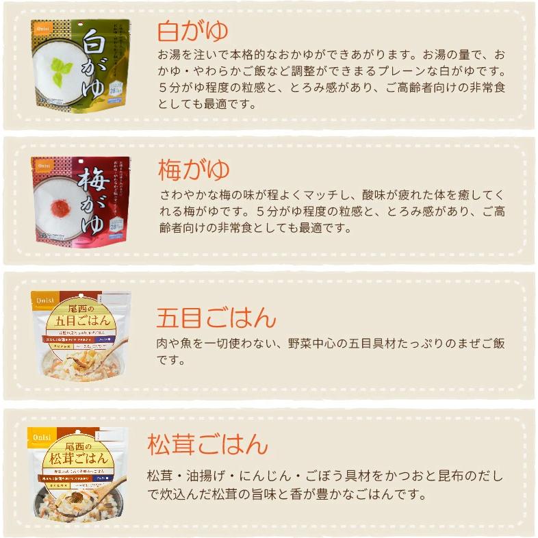 非常食セット 尾西のアルファ米 36食セット 12種類x各3袋 5年保存食 防災食_2