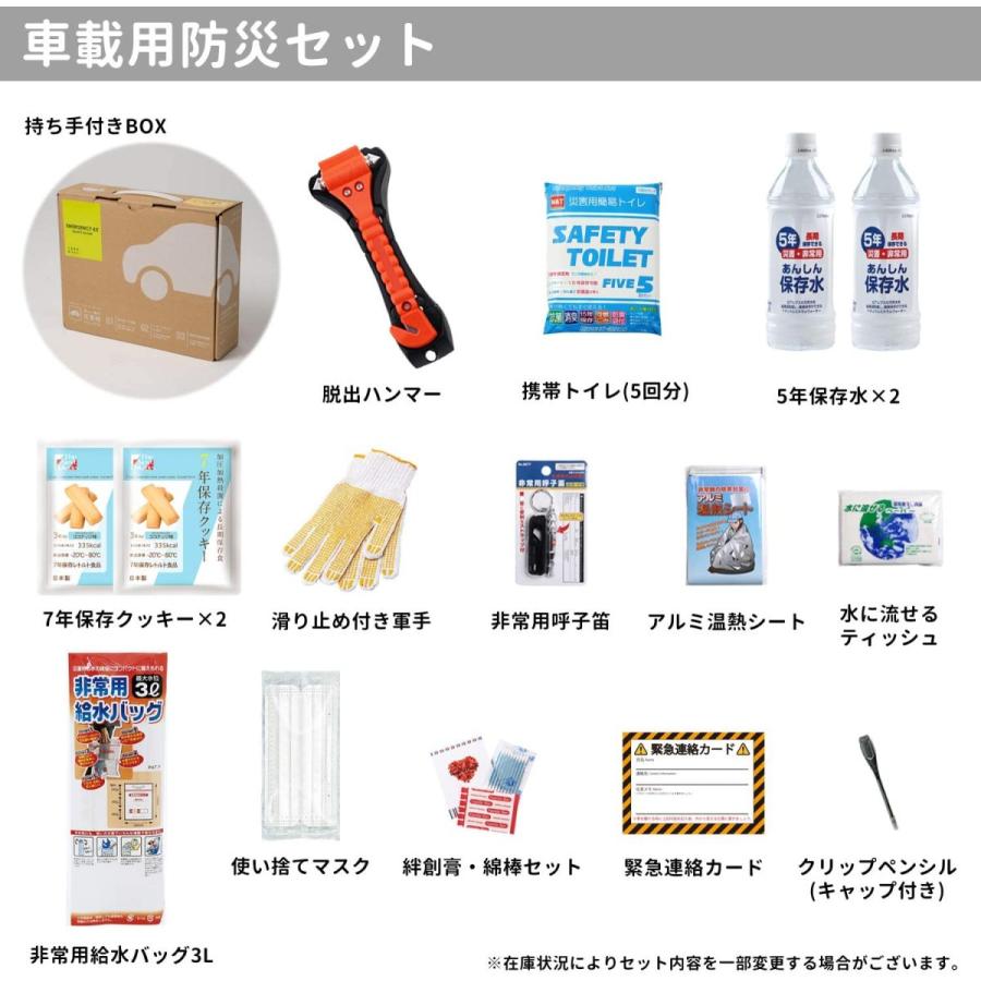 車載用防災セット 防災グッズ 防災鞄 避難セット 簡易トイレ 防寒ブランケット 防災セット 車載用 15点セット 防災グッズ セット 車 災害時