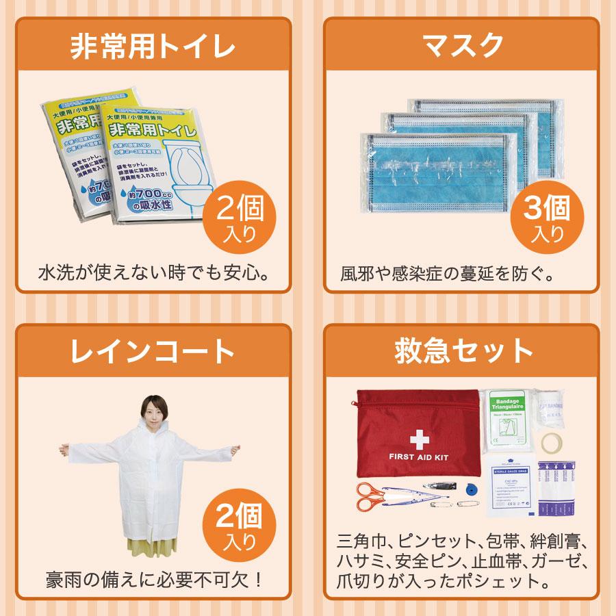 防災セット 2人用 防水タイプ 防災グッズ 防災リュック 非常用トイレ