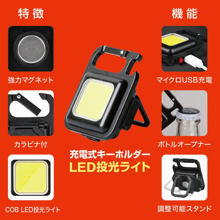 LED投光ライト 小型ライト 防災用 防災グッズ 充電式 カラビナ 小型 軽量 ４種類点灯 Tyoe-C充電 USB 懐中電灯 災害用 避難用 登山 アウトドア キャンプ | ブランド登録なし | 01
