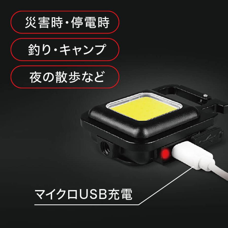 LED投光ライト 小型ライト 防災用 防災グッズ 充電式 カラビナ 小型