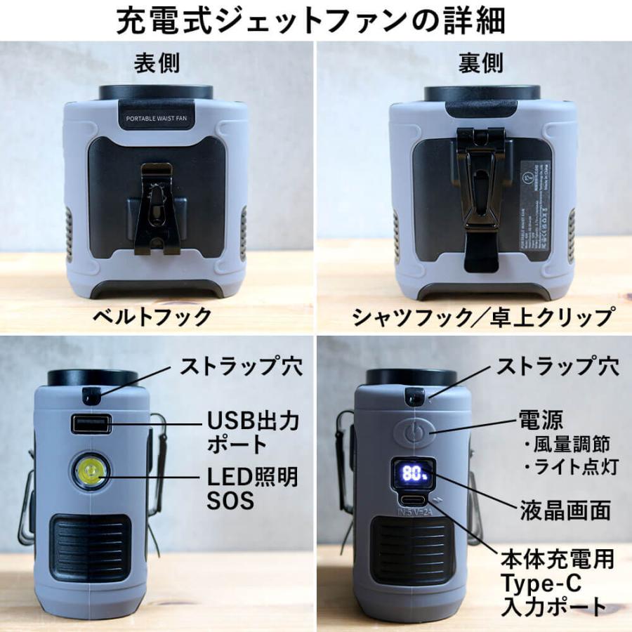 ジェットファン ベルトファン 腰掛け 扇風機 コードレス 5段階風量 懐中電灯付 充電式 バッテリー 10,000mAh 熱中症対策 停電 ハンディファン | ブランド登録なし | 17