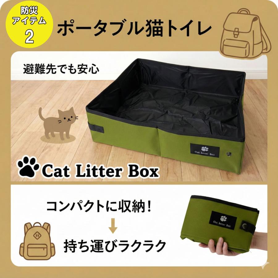 猫用 避難 防災セット ペット グッズ リュック 大容量 ケージ  トイレ セット ボトル ボウル 防臭袋 水 災害 地震 台風 大人気 たくさん入るリュック 折りたたみ | ブランド登録なし | 05