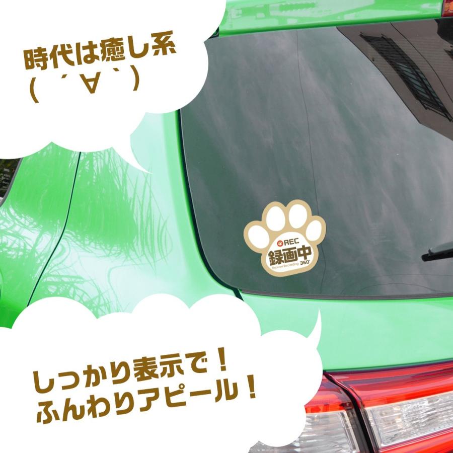 ドラレコ 録画中 ステッカー 肉球 シール ベージュ 選べる3色 車