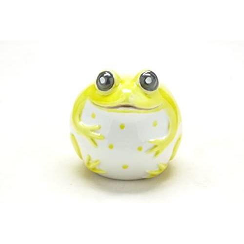 1976円 定価 九谷焼 縁起置物 カエル 身長8cm 黄色