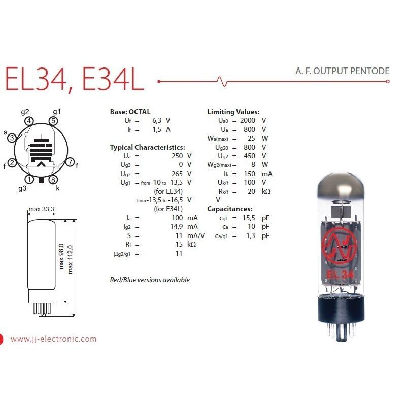 JJ E34L BLUE /MP (マッチドペア・EL34) JJエレクトロニック 真空管