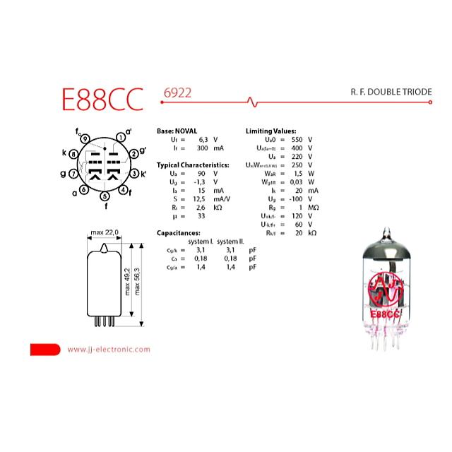 JJ E88CC (ECC88/6DJ8/6922) JJエレクトロニック プリ管 : サガミ