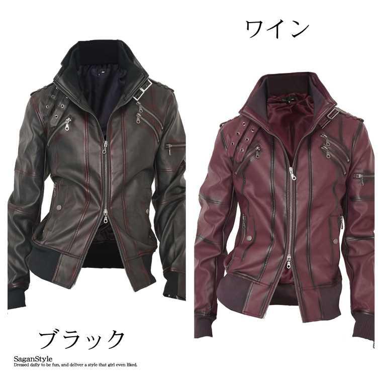 送料無料】 ライダースジャケット メンズ シングル PUレザー スプレー 