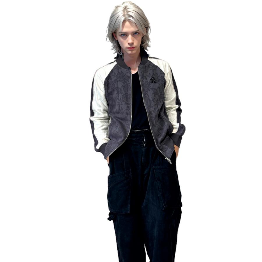 dp20 ペイズリー柄 スカジャン ブルゾン 青×白 dp20 ペイズリー柄 スカジャン ブルゾン 青×白