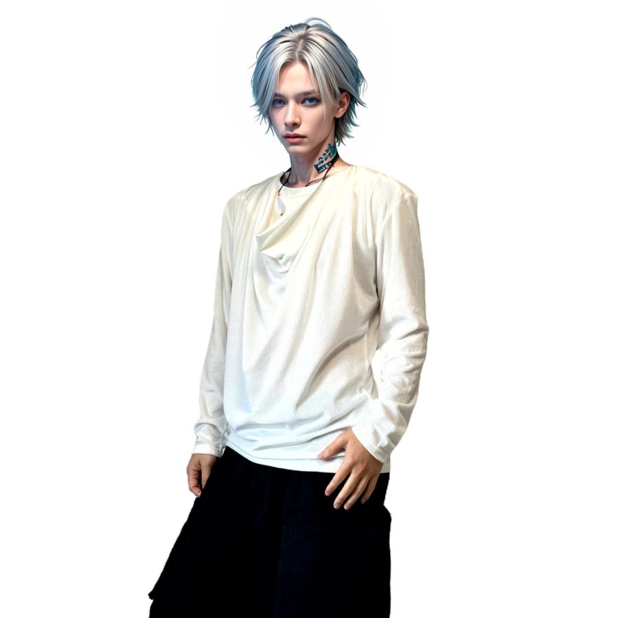 送料無料】ベロア素材ドレープTシャツ テレコ カットソー 長袖 無地