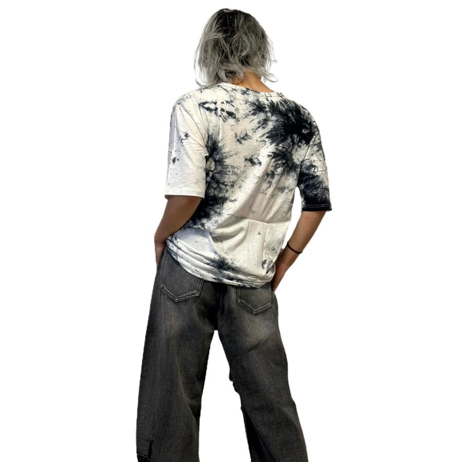 タイダイページ メンズ トップス ムラ染めダメージ加工Tシャツ タイダイ クルー