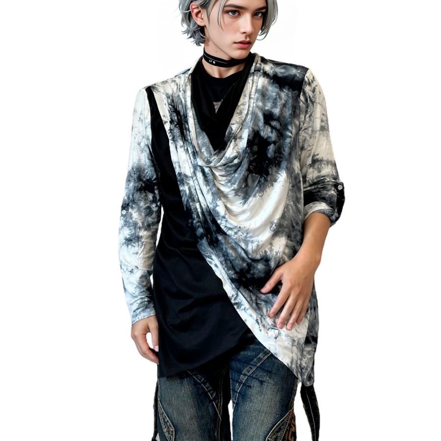 送料無料】メンズ 男性 服 トップス ムラ染めフェイクレイヤード