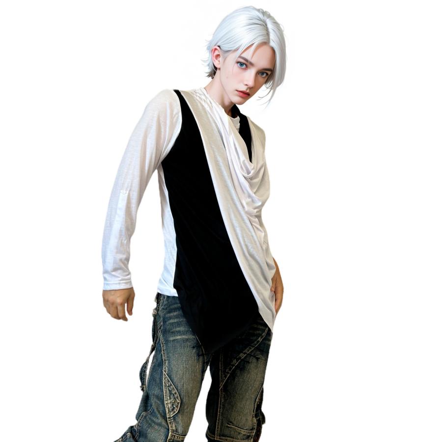 送料無料】メンズ 男性 服 トップス フェイクレイヤードドレープ