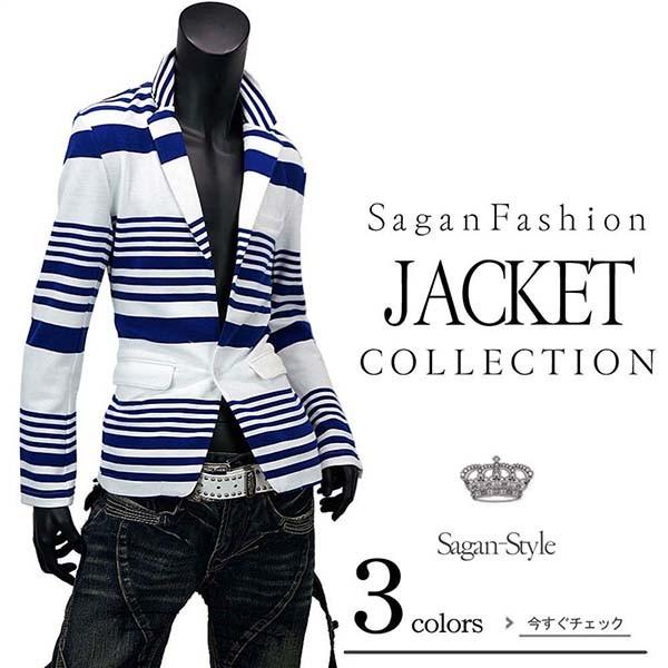 古典 メンズ テーラードジャケット ランダムボーダー メンズ テーラードジャケット ランダムボーダー ジャケット