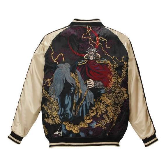 絡繰魂×北斗の拳 ラオウ×黒王スカジャン メンズ 大きいサイズ