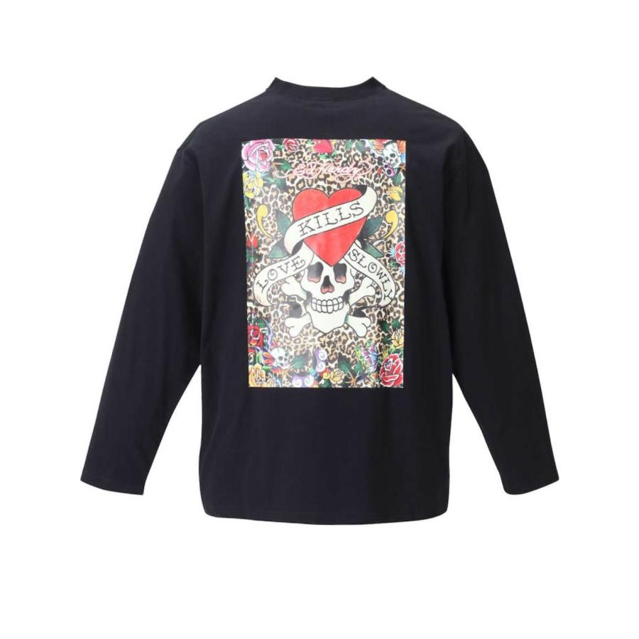 大きいサイズ スカルロックドクロパンク系髑髏ヒョウ柄長袖ロンTシャツ