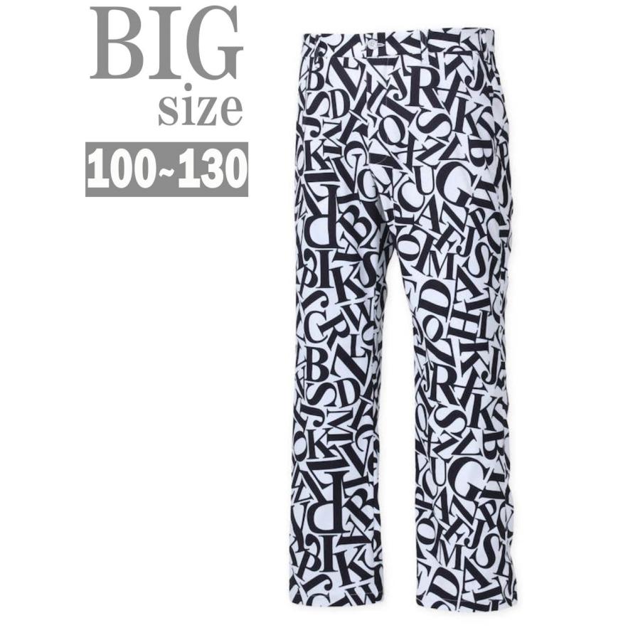 LOUDMOUTH ゴルフパンツ 総柄 ブラック ホワイト XL 総柄パンツ ロゴ 大きいサイズ メンズ ゴルフパンツ ゴルフウェア