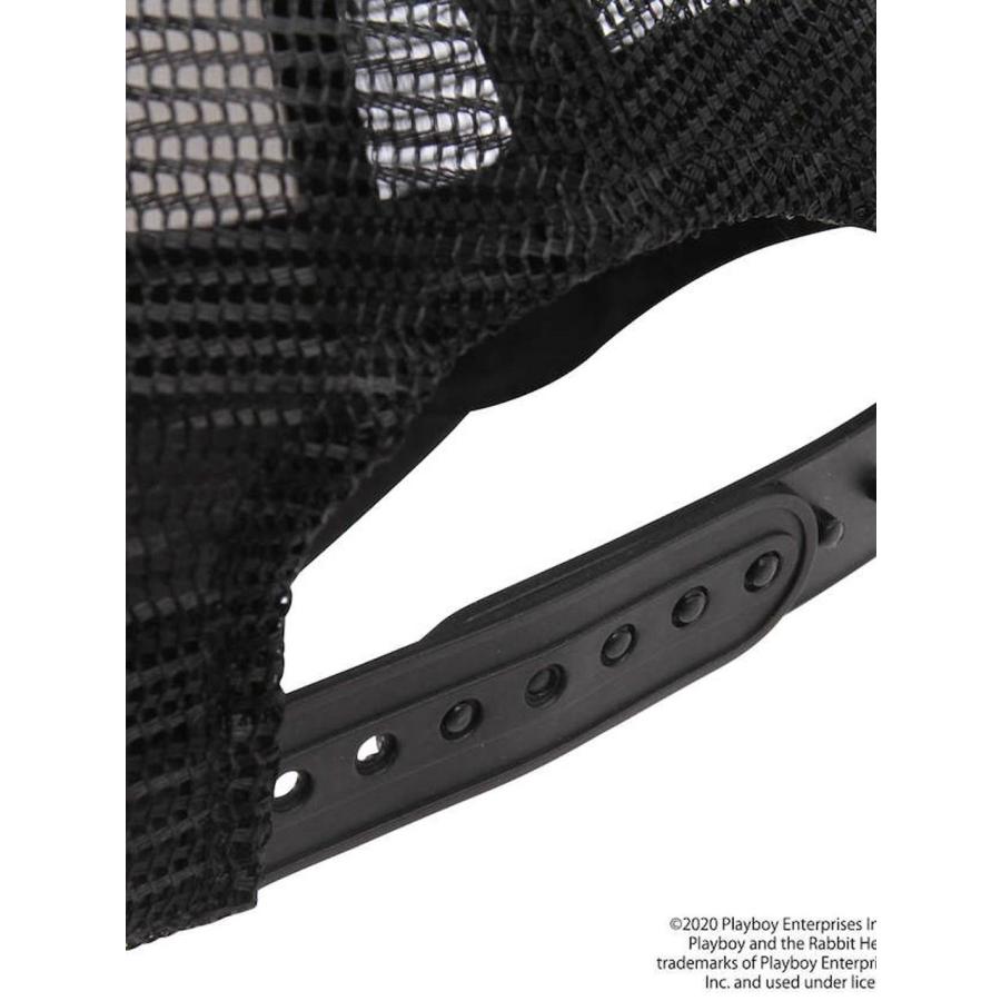 PLAYBOY メッシュキャップ　総柄 キャップ PLAYBOY プレイボーイ 大きいサイズ メンズ ツイル