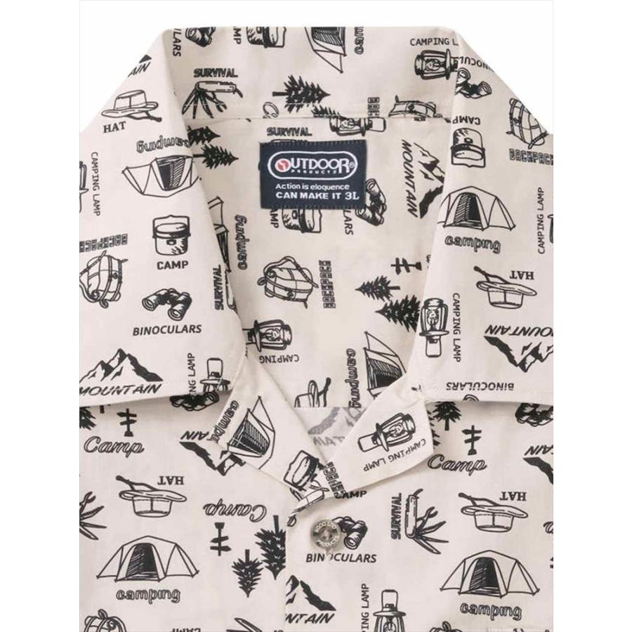 開襟シャツ メンズ 半袖 オープンカラー キャンプ CAMP 総柄 デザイン