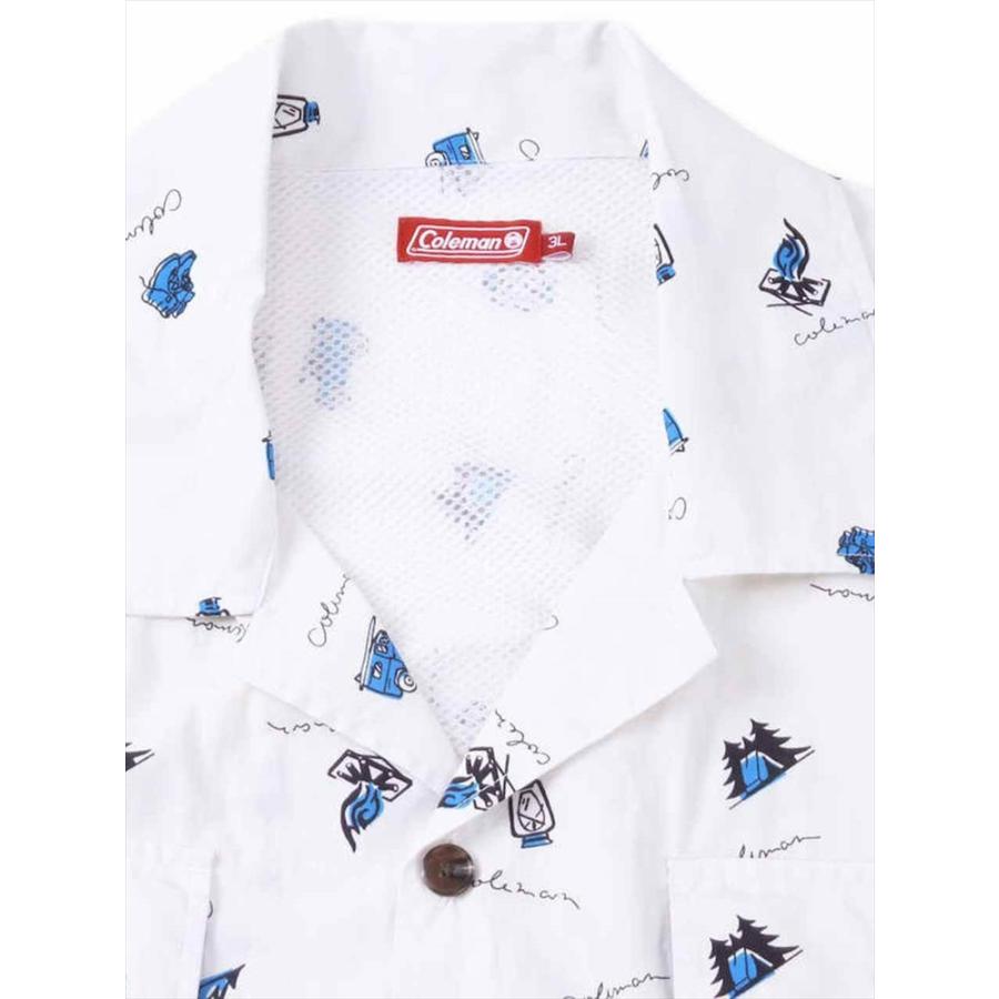 開襟シャツ 半袖 メンズ オープンカラー 総柄 サマーシャツ ベンチ