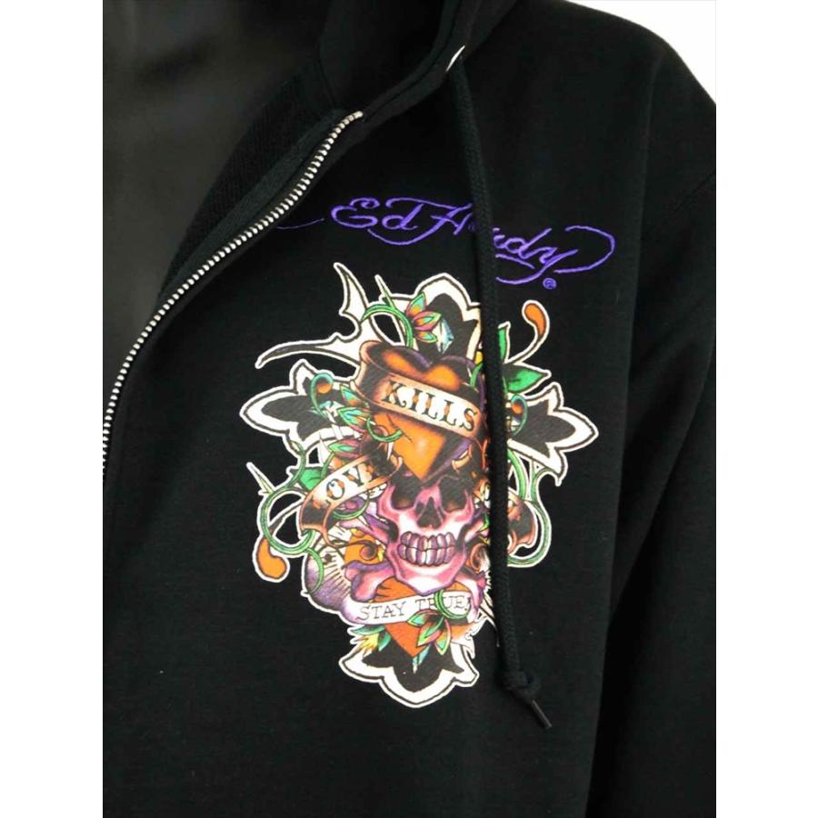 パーカー 大きいサイズ メンズ Ed Hardy ドクロ スカル プリント 刺繍