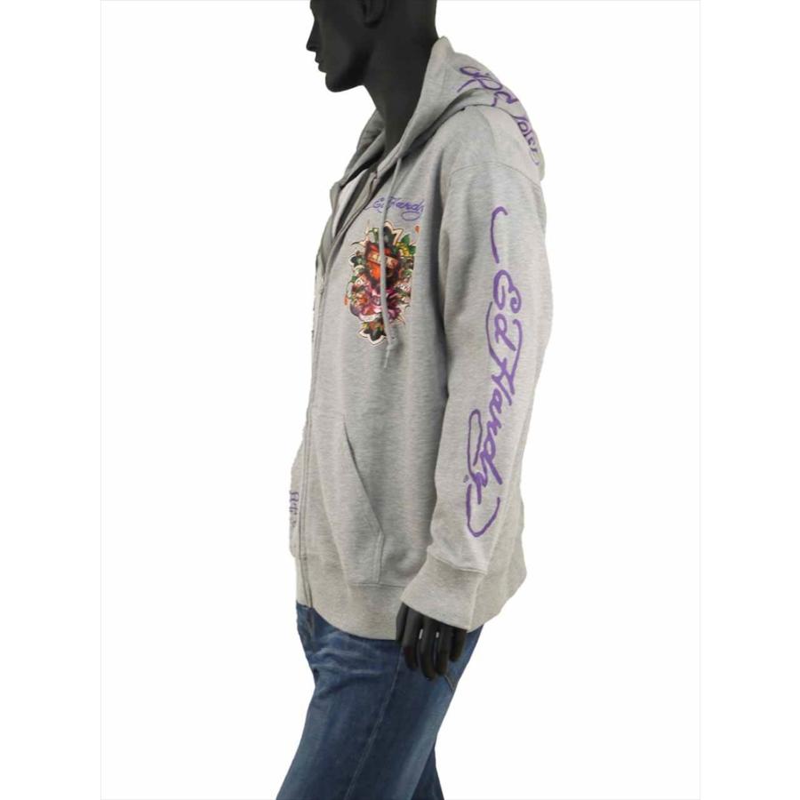 パーカー 大きいサイズ メンズ Ed Hardy ドクロ スカル プリント 刺繍