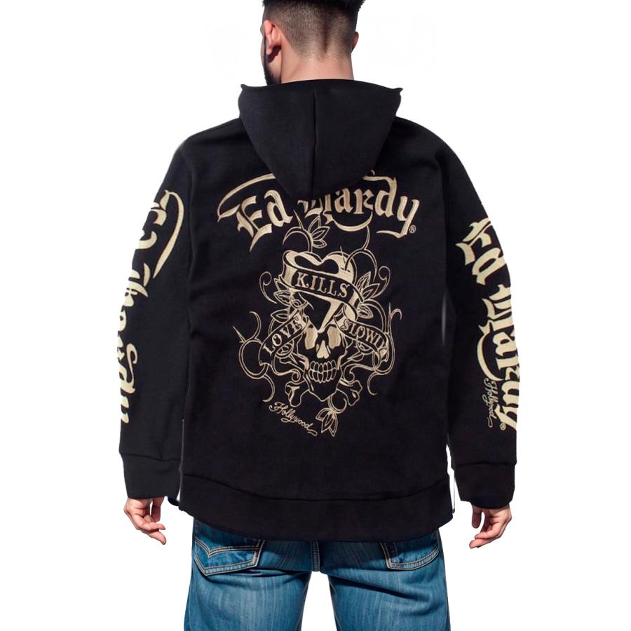 スウェットパーカー エドハーディ 大きいサイズ メンズ Ed Hardy ドクロ スカル ジップパーカー C060829-08 スウェットパーカー エドハーディ 大きいサイズ メンズ Ed Hardy