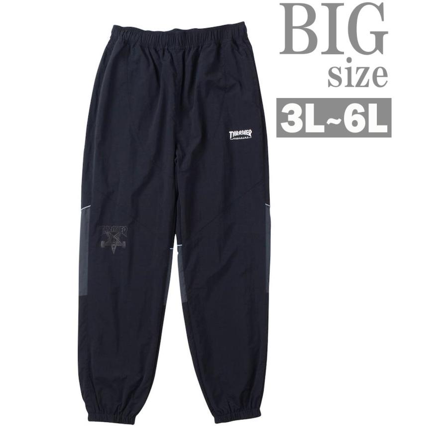 ナイロンパンツ 大きいサイズ メンズ THRASHER 裏メッシュ 配色切替え イージーパンツ C060910-06 THRASHER（スラッシャー） ナイロンパンツ 大きいサイズ メンズ 裏