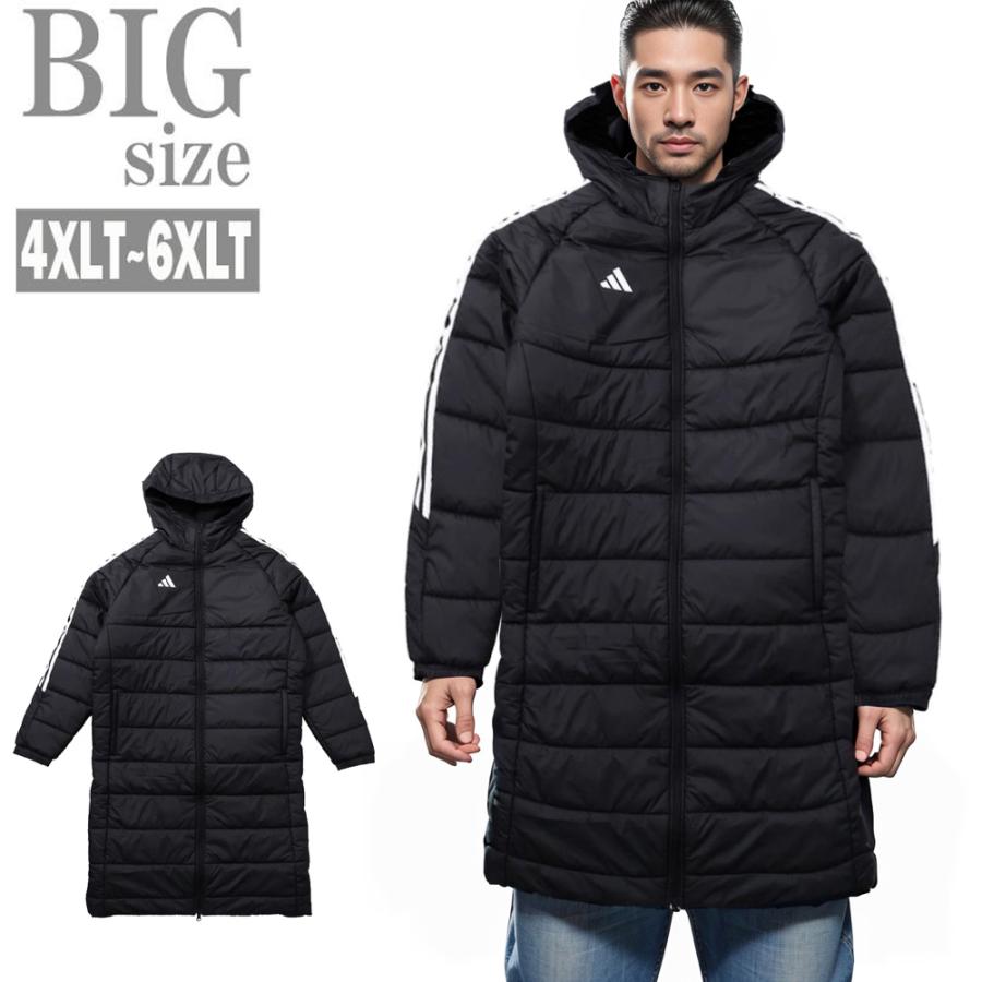 adidas シルバー フード付き ベンチコート　Lサイズ adidas（アディダス） ベンチコート 大きいサイズ メンズ 中綿 パ