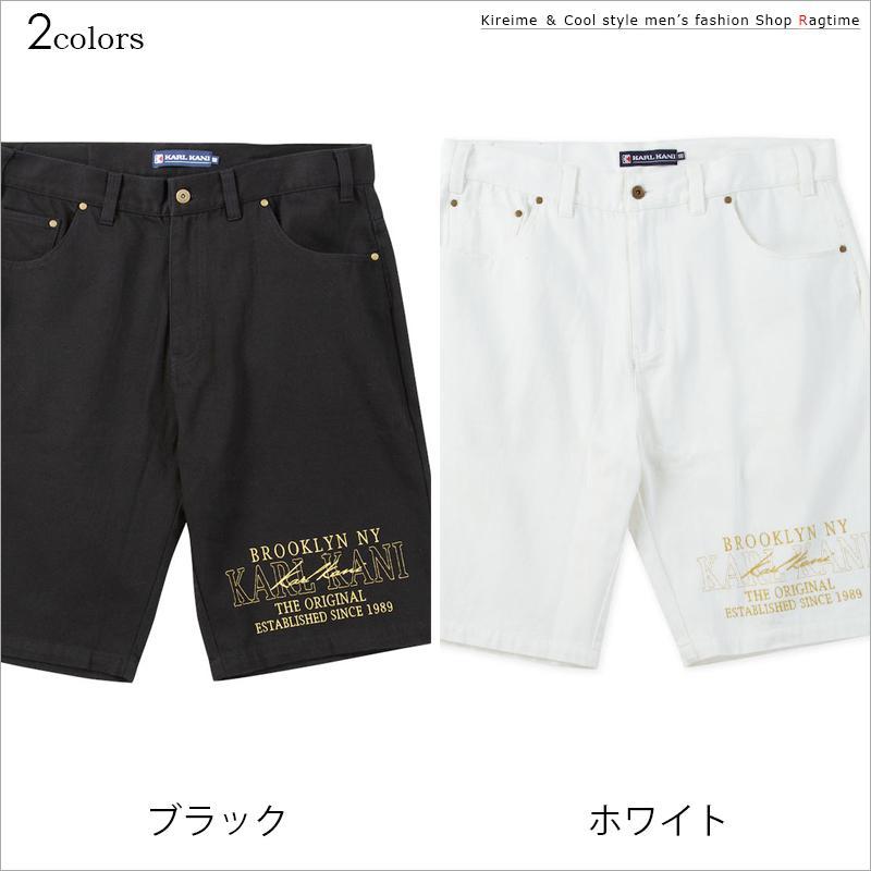 デニムハーフパンツ 大きいサイズ メンズ KARL KANI カールカナイ ロゴ 刺繍 プリント C070310-03 Karl Kani（カールカナイ） デニムハーフパンツ 大きいサイズ メンズ