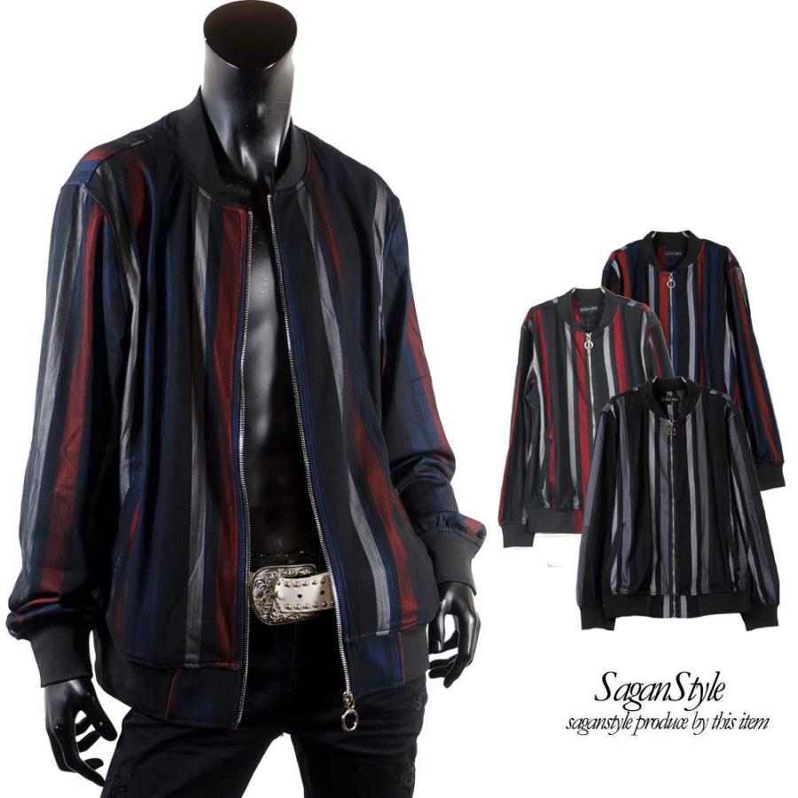 ゴシック メッシュ ストライプ ボンディング ブルゾン ジャケット メンズ I01031114SaganStyle Yahoo!店