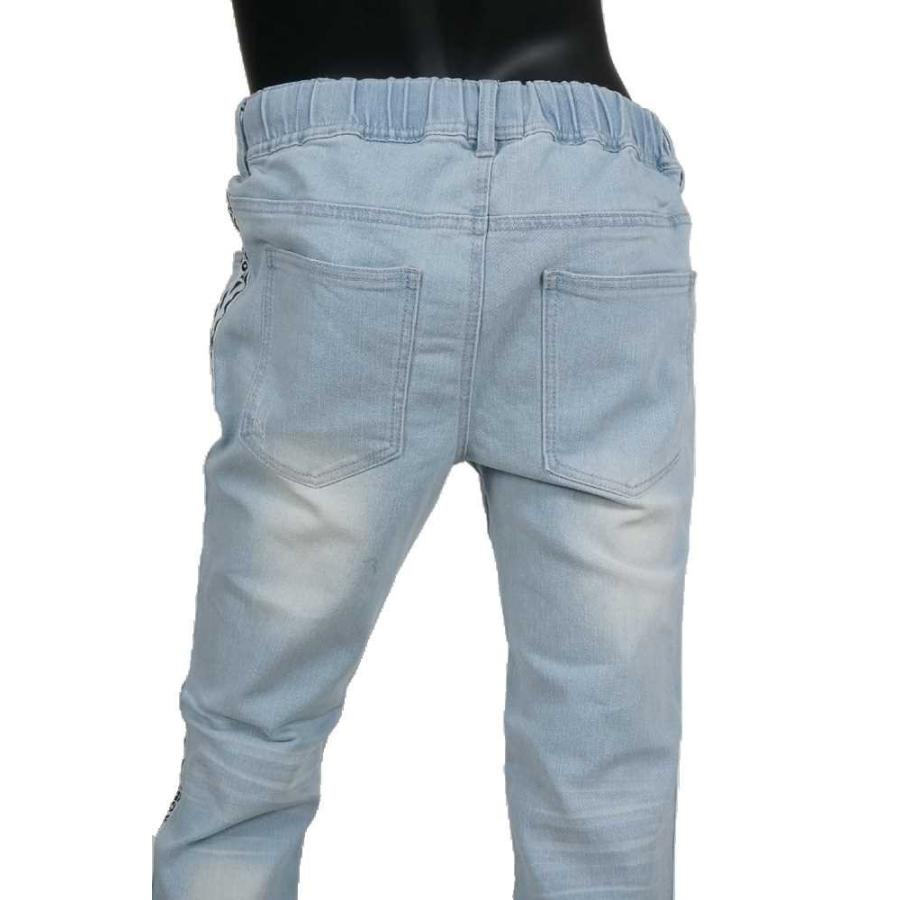 超目玉 12月 送料無料 メンズ 脇テープラインデニムパンツ 春物 ボトム カジュアル ストリート スポーティ ラインテープ ロゴ ストレッチ ジーパン ジーンズ デニム 色 サックス Pathwaysfl Org