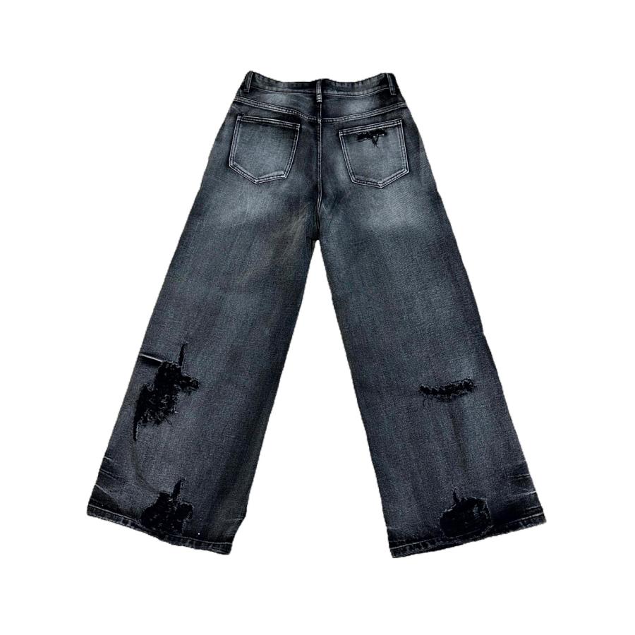 HALB TETE HOMME オーバサイズ ボタンフライ クラッシュ デニム パンツ（アイテムカテゴリ）