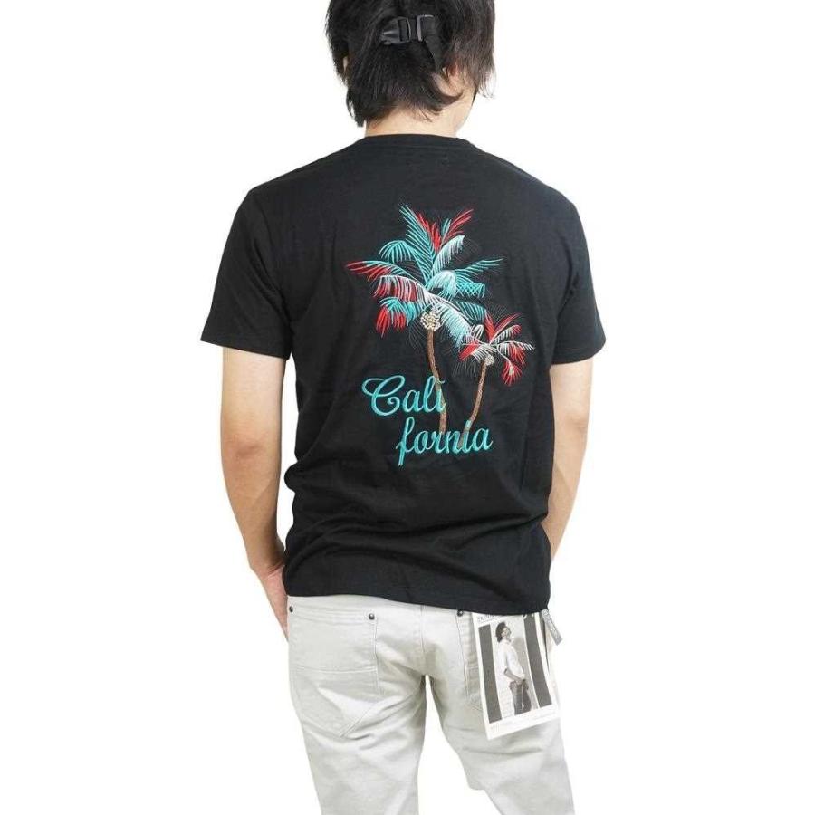 送料無料】Tシャツ 半袖T 半袖Tシャツ メンズ ヤシの木 刺繍 半袖