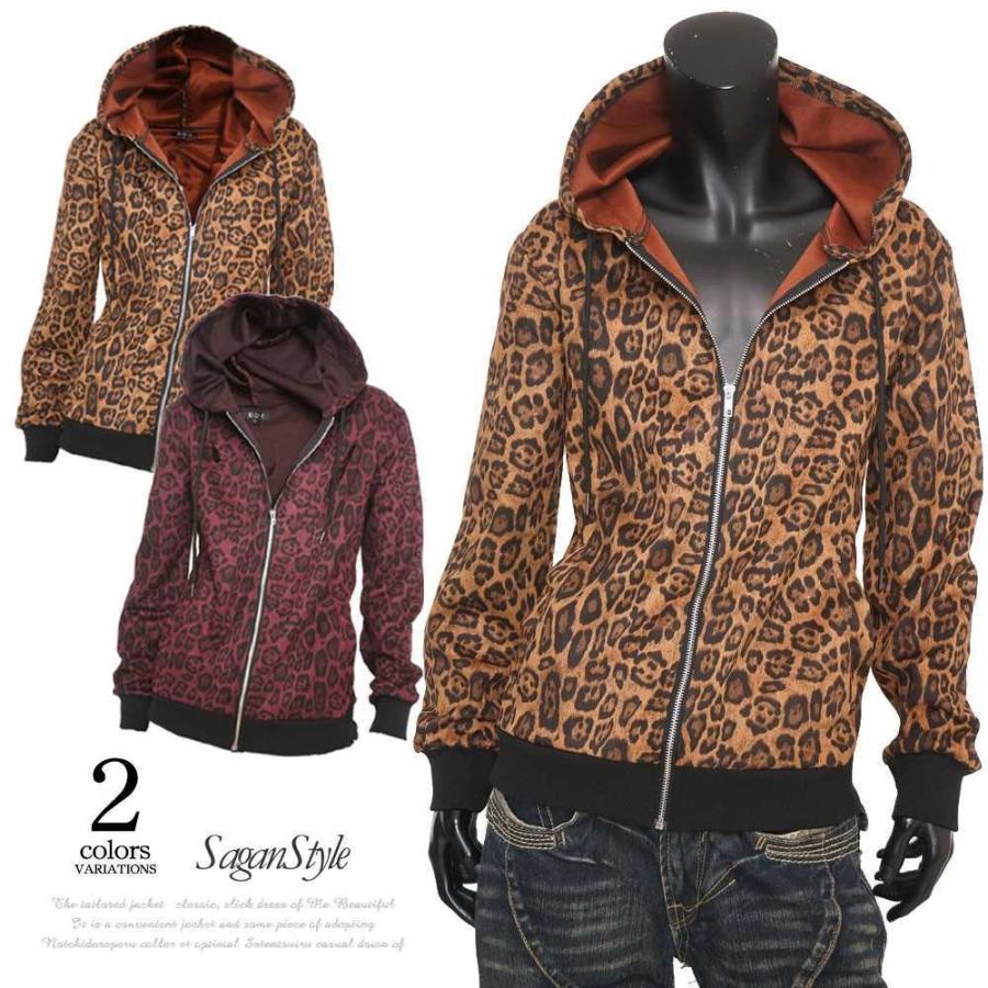 送料無料】メンズ 男性 服 トップス ヒョウ柄スウェードパーカー