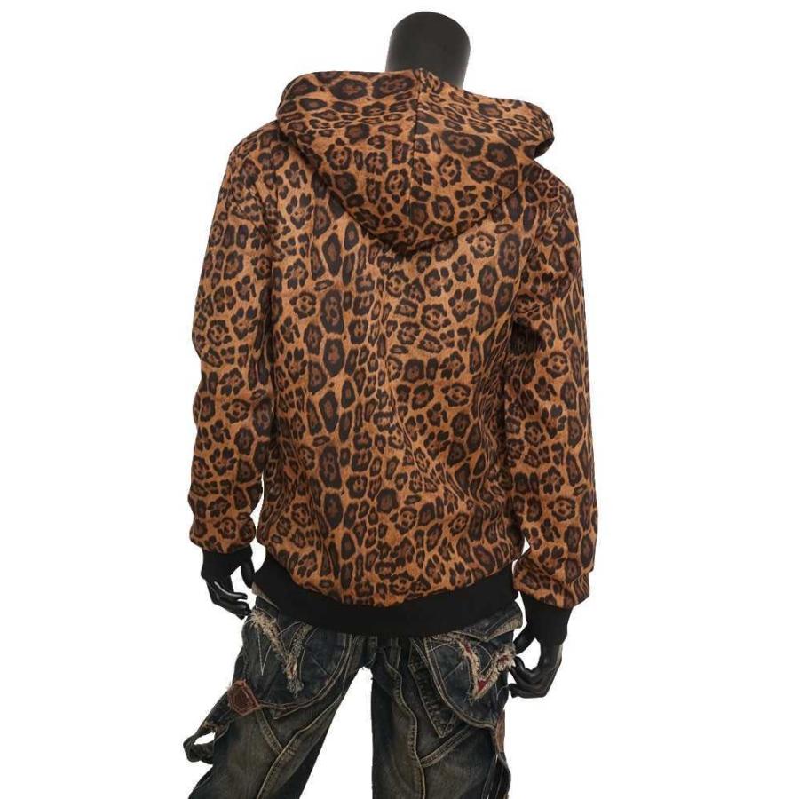 送料無料】メンズ 男性 服 トップス ヒョウ柄スウェードパーカー