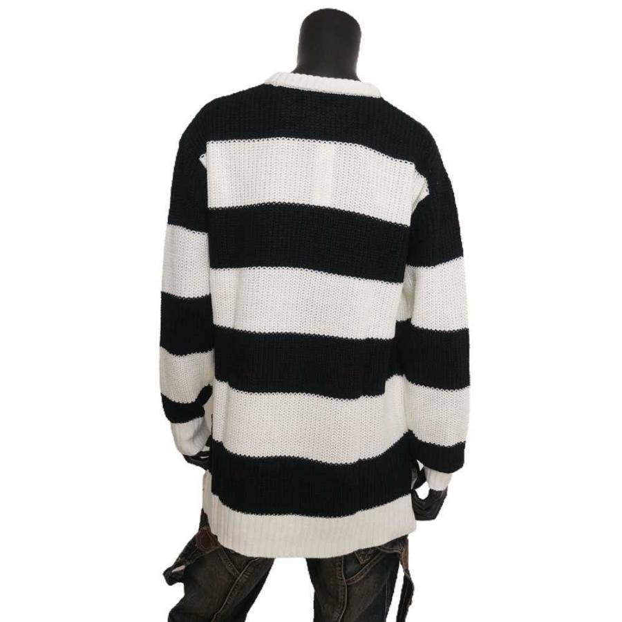 ニット ケーブル ボーダー ケーブル編みニット クルーネック 秋冬 メンズ 送料無料】メンズ 男性 服 トップス 片畦 ケーブル編みロング丈クルー