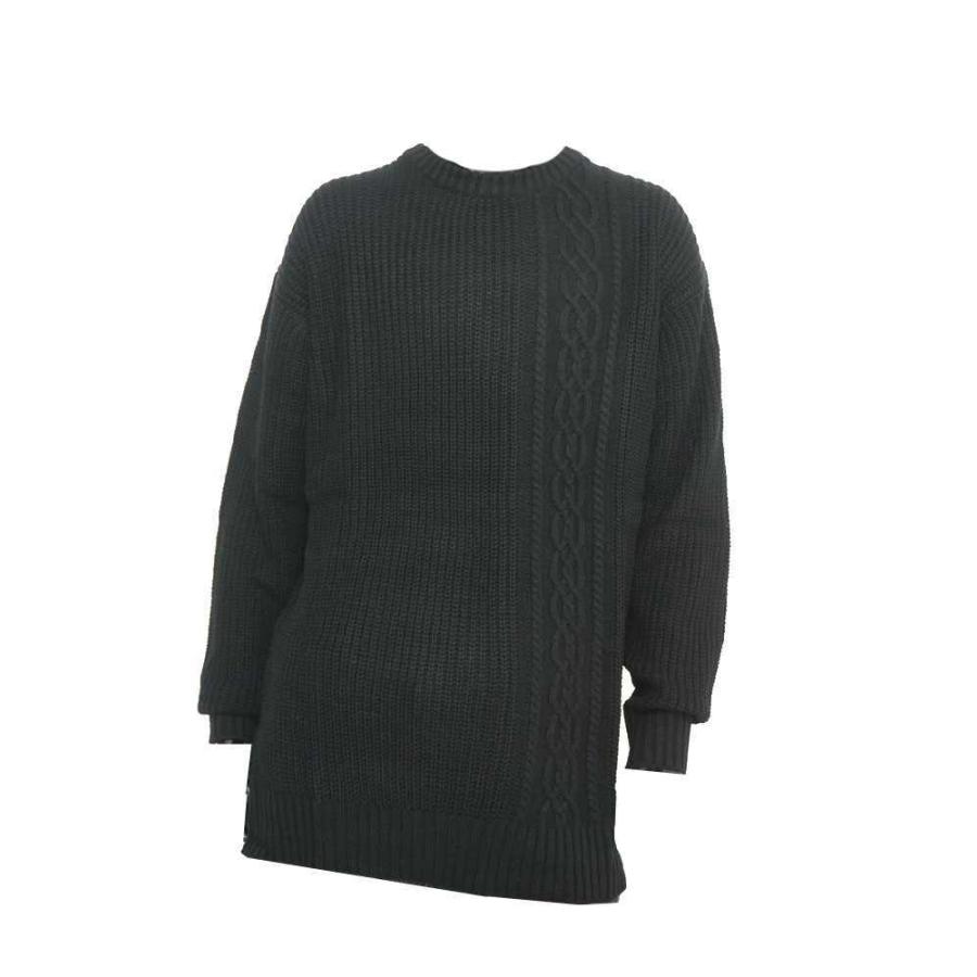 送料無料】メンズ 男性 服 トップス 片畦 ケーブル編みロング丈クルー