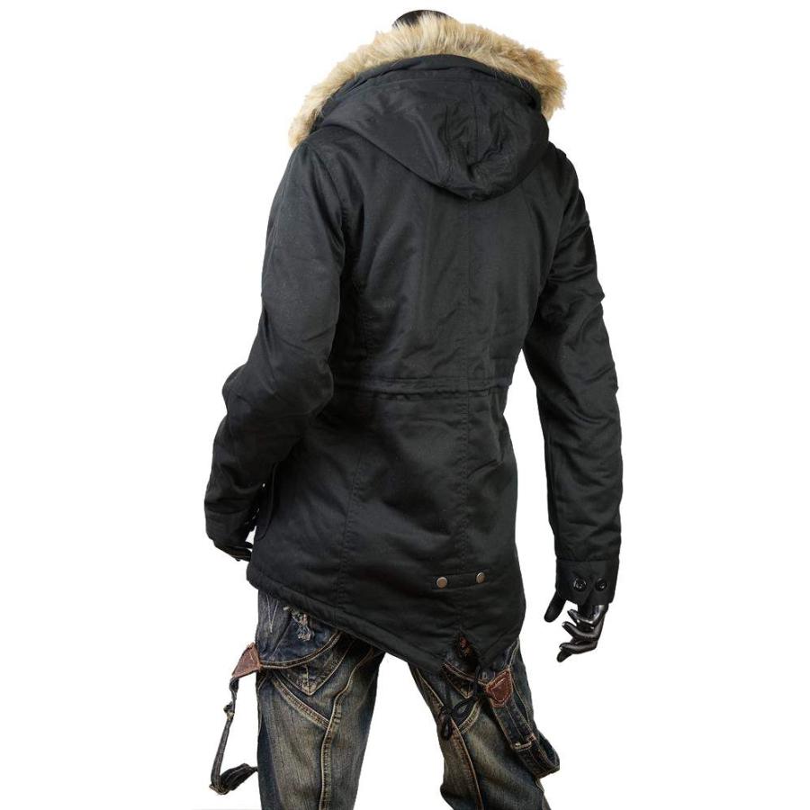 ミリタリー系 裏ボアファー付 モッズコート★ブラック★3L 楽天市場】モッズコート メンズ 裏ボア 裏起毛 送料無料 ファー付き