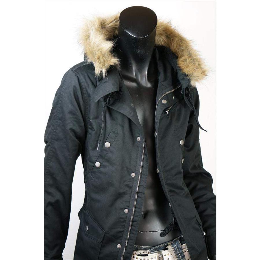 ミリタリー系 裏ボアファー付 モッズコート★ブラック★3L Amazon | モッズコート メンズ 裏ボア ファー付き コート ロングコート