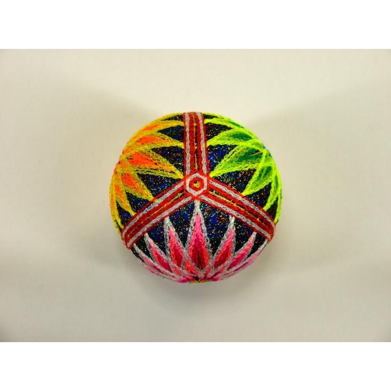 柳川まり小まり20cm【三つ菊 】耐光堅牢染手作りてまり・さげもん