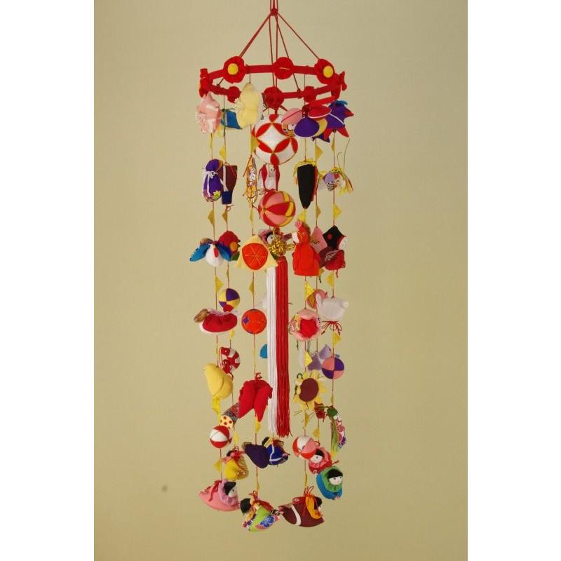 さげもん型つるし雛 （中） 49細工さげ二連毬つるし飾り 雛人形さげ